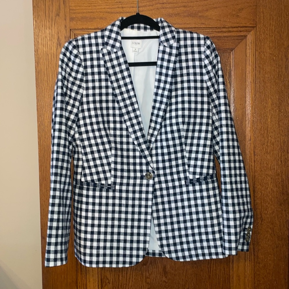 JCrew Factory blue/white gingham Holland blazer; Sz 6; aw659